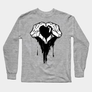 Heart Hands With Dripping Black Ink Long Sleeve T-Shirt